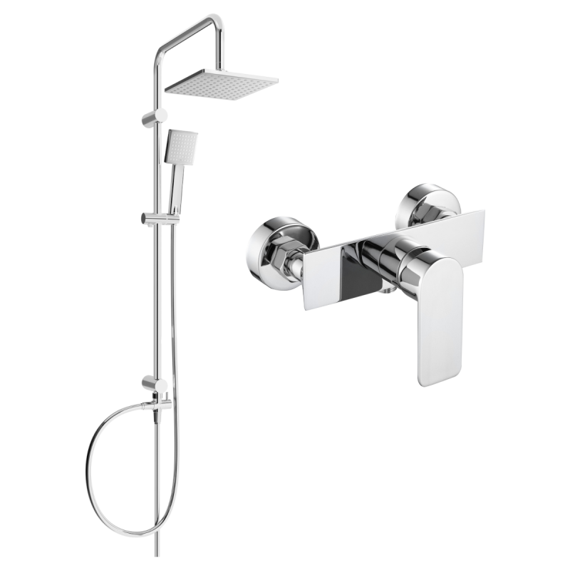 Mexen Alfa Ensemble de douche apparent Tord avec pommeau de douche et mitigeur, chromé - 745740200-00