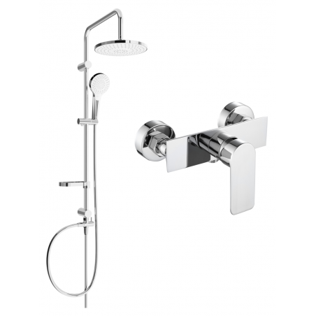 Mexen Alfa Erik ensemble de douche à montage mural avec pomme de douche et robinet de douche, chrome - 745740205-00
