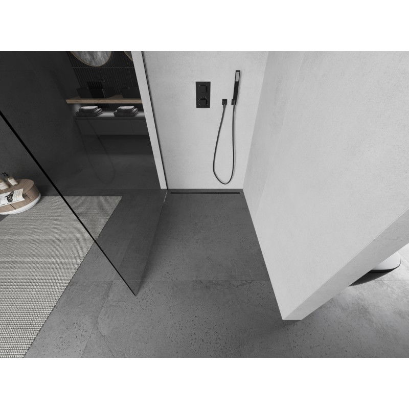 Mexen Kioto L paroi de douche Walk-in 100 x 200 cm, transparent, gris canon brossé - 800-100-103-66-00