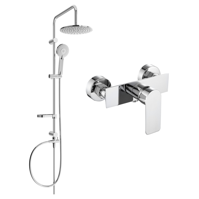 Mexen Carl ensemble de douche en saillie avec pomme de douche et robinet de douche Alfa, chrome - 745740240-00