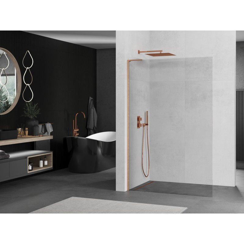 Mexen Kioto L paroi de douche Walk-in 55 x 200 cm, transparent, cuivre brossé - 800-055-103-65-00