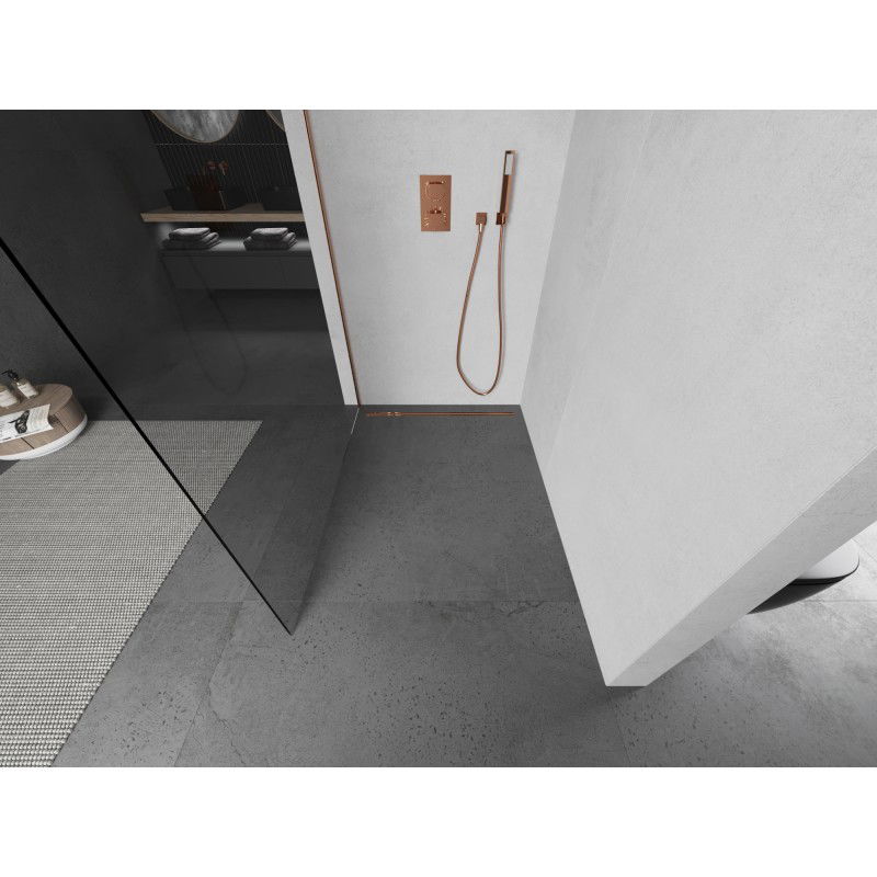Mexen Kioto L paroi de douche Walk-in 70 x 200 cm, transparent, cuivre brossé - 800-070-103-65-00