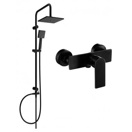 Mexen Tord ensemble de douche en saillie avec pomme de douche et robinet de douche Alfa, noir - 745740200-70