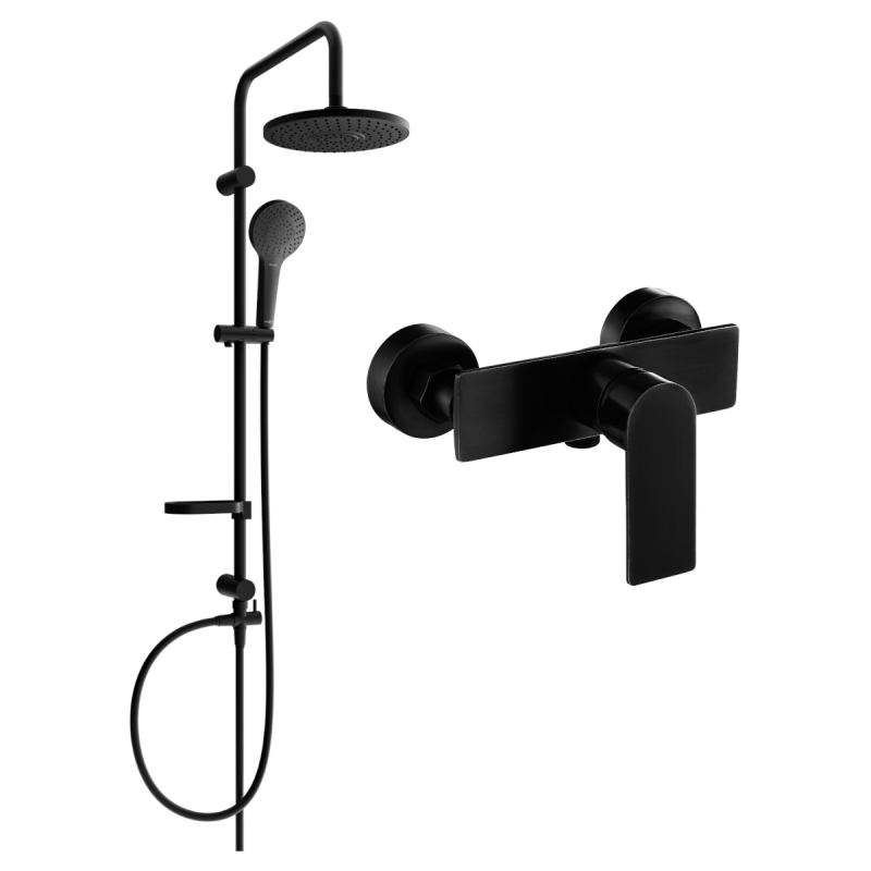 Mexen Alfa Erik ensemble de douche en saillie avec pomme de douche et robinet de douche, noir - 745740205-70