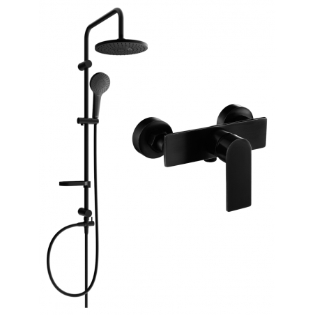 Mexen Erik ensemble de douche apparent avec pomme de douche et mitigeur douche Alfa, noir - 745740205-70