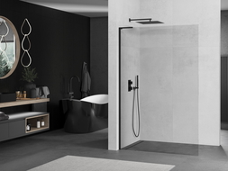 Mexen Kioto L paroi de douche Walk-in 100 x 200 cm, transparent, noir - 800-100-103-70-00