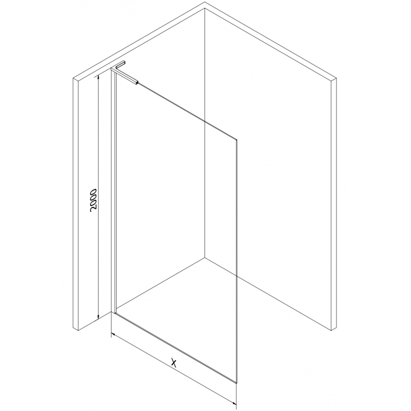 Mexen Kioto L paroi de douche Walk-in 65 x 200 cm, transparent, nickel brossé - 800-065-103-97-00
