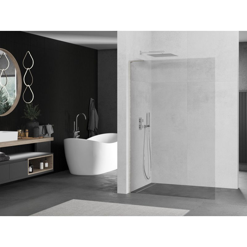 Mexen Kioto L paroi de douche Walk-in 80 x 200 cm, transparent, nickel brossé - 800-080-103-97-00