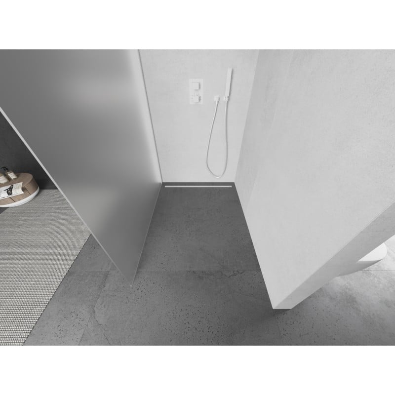 Mexen Kioto L paroi de douche Walk-in 80 x 200 cm, givrée, blanche - 800-080-103-20-30