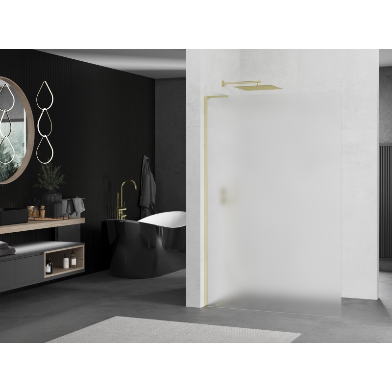Mexen Kioto L paroi de douche Walk-in 90 x 200 cm, givre, or - 800-090-103-50-30