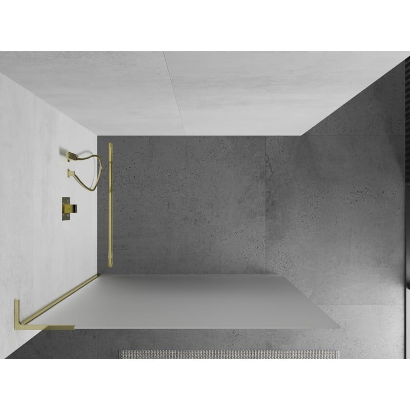 Mexen Kioto L paroi de douche Walk-in 90 x 200 cm, givre, or - 800-090-103-50-30