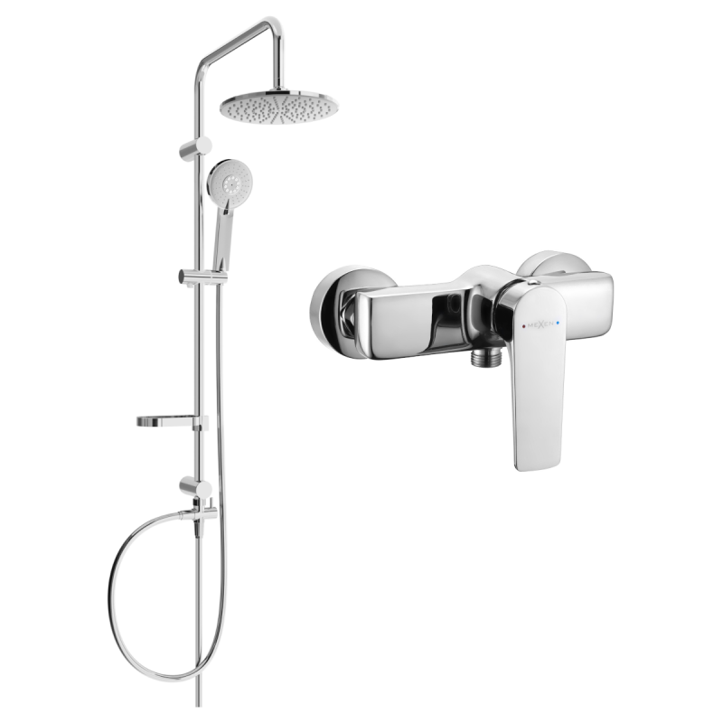 Mexen Carl ensemble de douche en saillie avec pomme de douche et robinet de douche Lynx, chrome - 745940240-00