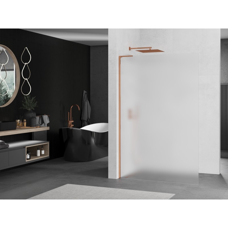 Mexen Kioto L paroi de douche Walk-in 70 x 200 cm, givre, or rose - 800-070-103-60-30