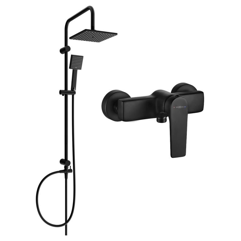 Mexen Tord ensemble de douche encastré avec pomme de douche et mitigeur Lynx, noir - 745940200-70