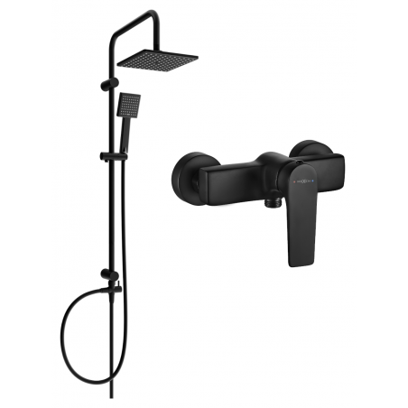 Mexen Tord ensemble de douche mural avec pomme de douche et robinet de douche Lynx, noir - 745940200-70