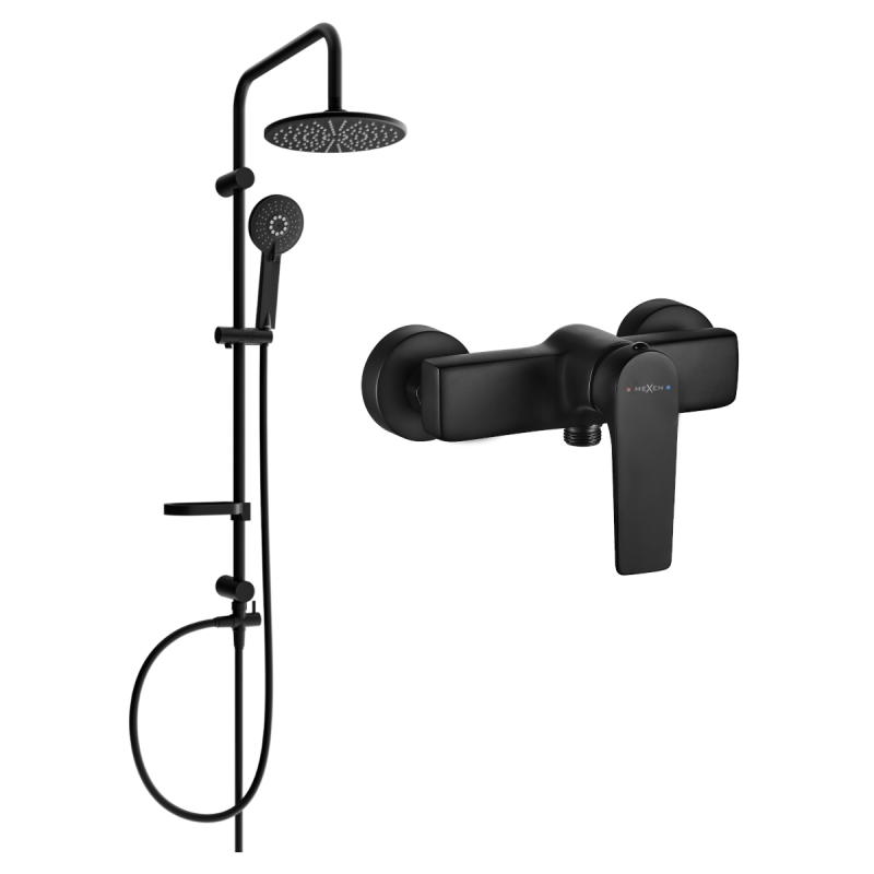 Mexen Carl robinet de douche en saillie avec douche de tête et robinet Lynx, noir - 745940240-70
