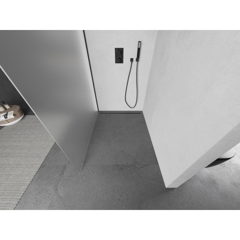 Mexen Kioto L paroi de douche Walk-in 100 x 200 cm, givre, noir - 800-100-103-70-30