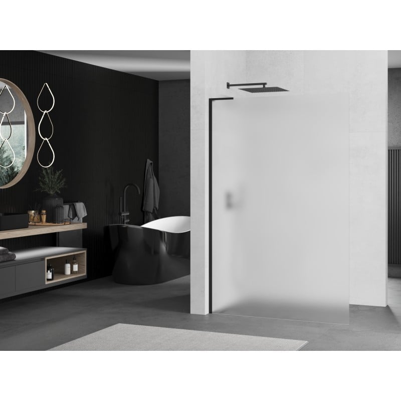 Mexen Kioto L paroi de douche Walk-in 100 x 200 cm, givre, noir - 800-100-103-70-30