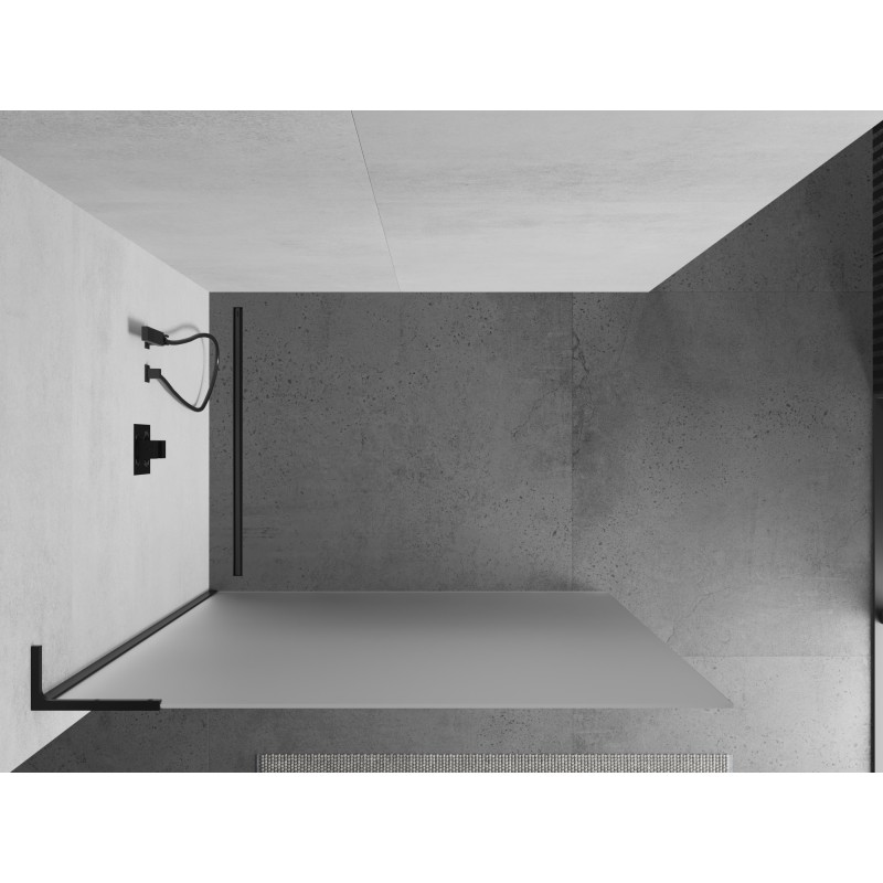 Mexen Kioto L paroi de douche Walk-in 100 x 200 cm, givre, noir - 800-100-103-70-30