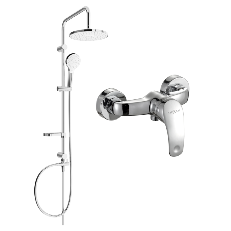 Mexen Fabia Erik ensemble de douche en saillie avec pommeau de douche et mitigeur, chrome - 746540205-00