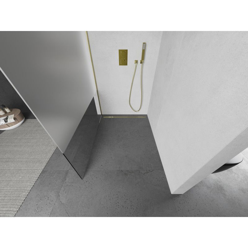 Mexen Kioto L paroi de douche Walk-in 70 x 200 cm, transparent/satiné, or - 800-070-103-50-35