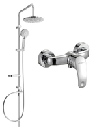 Ensemble de douche mural avec pomme de douche et robinet de douche Fabia, chrome - 746540240-00
