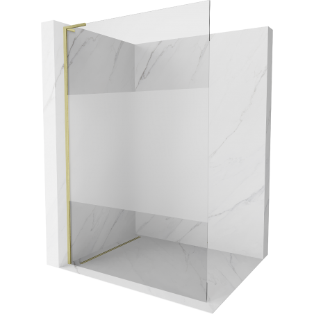 Mexen Kioto L paroi de douche Walk-in 100 x 200 cm, transparent/sablé, finition dorée - 800-100-103-55-35