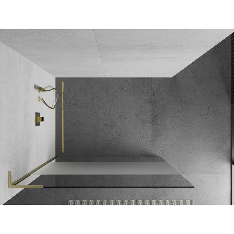 Mexen Kioto L paroi de douche Walk-in 120 x 200 cm, transparent/givre, or brossé - 800-120-103-55-35