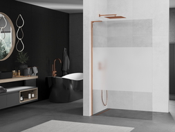 Mexen Kioto L panneau de douche Walk-in 70 x 200 cm, transparent/givré, or rose - 800-070-103-60-35
