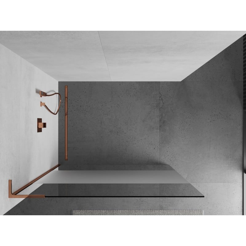 Mexen Kioto L paroi de douche Walk-in 100 x 200 cm, transparent/givre, or rose - 800-100-103-60-35