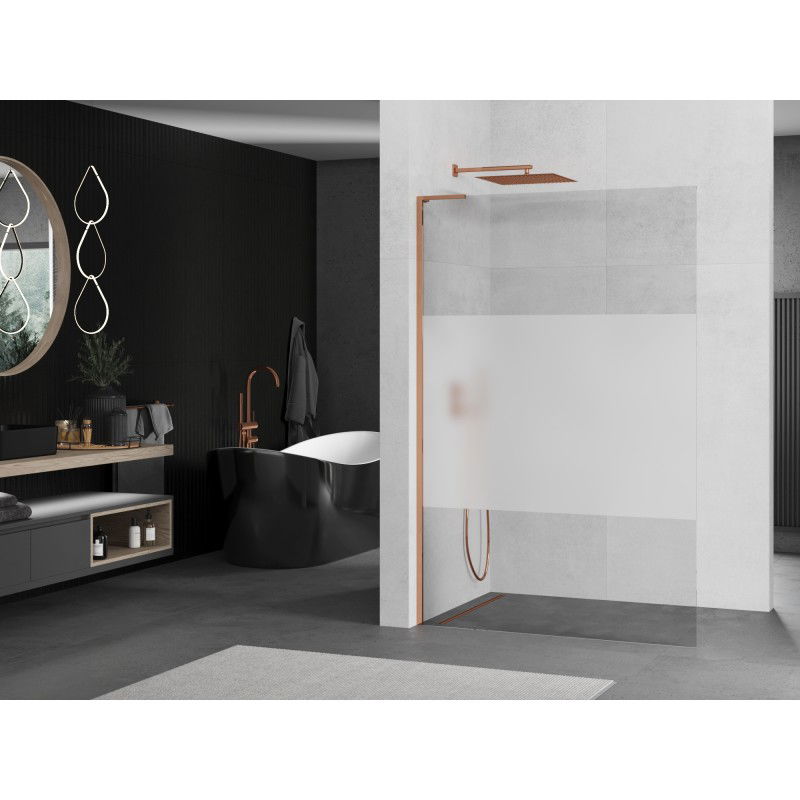 Mexen Kioto L paroi de douche Walk-in 120 x 200 cm, transparent/givré, or rose - 800-120-103-60-35