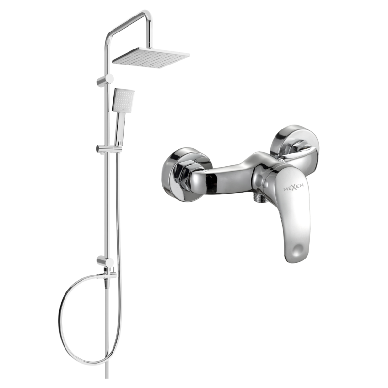 Mexen Fabia Ensemble de douche apparente Tord avec pomme de douche et robinet de douche, chromé - 746540200-00