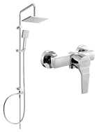 Ensemble de douche extérieur Mexen Tord avec pommeau et mitigeur Caro, chromé - 746640200-00