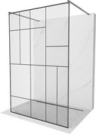 Mexen Kioto paroi de douche autoportante 140 x 200 cm, motif noir 8 mm, gray gun brossé - 800-140-002-66-78