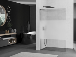 Paroi de douche Mexen Kioto L Walk-in 100 x 200 cm, transparent/opaque, gris ardoise brossé - 800-100-103-66-35