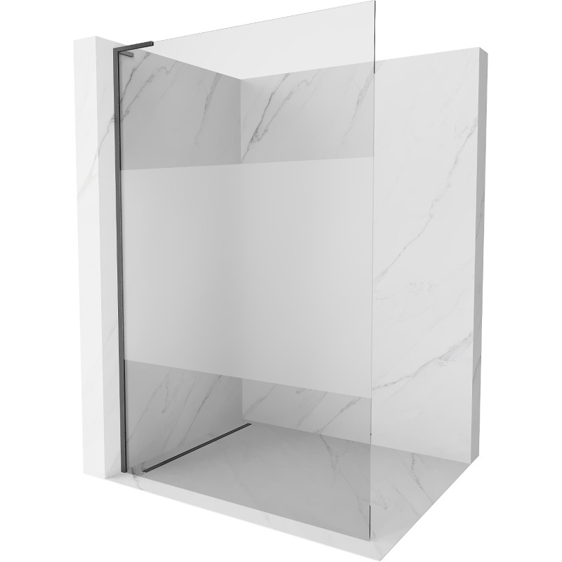 Mexen Kioto L paroi de douche Walk-in 110 x 200 cm, transparent/givre, gris canon brossé - 800-110-103-66-35