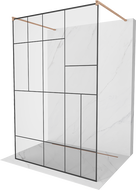 Mexen Kioto paroi de douche autoportante 110 x 200 cm, motif noir 8 mm, cuivre brossé - 800-110-002-65-78