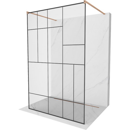 Mexen Kioto paroi de douche libre debout 120 x 200 cm, motif noir 8 mm, laiton brossé - 800-120-002-65-78