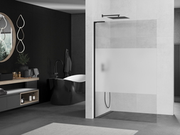 Kioto L panneau de douche Walk-in 80 x 200 cm, transparent/mat, noir - 800-080-103-70-35