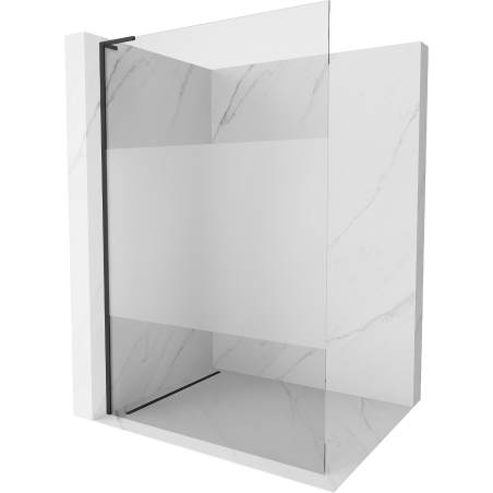 Kioto L panneau de douche Walk-in 80 x 200 cm, transparent/mat, noir - 800-080-103-70-35