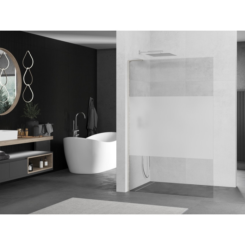 Mexen Kioto L paroi de douche Walk-in 70 x 200 cm, transparent/givré, nickel brossé - 800-070-103-97-35