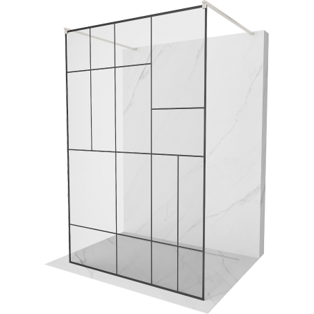Mexen Kioto paroi de douche autoportante 130 x 200 cm, motif noir 8 mm, nickel brossé - 800-130-002-97-78