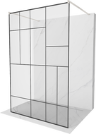 Mexen Kioto paroi de douche autonome 130 x 200 cm, motif noir 8 mm, nickel brossé - 800-130-002-97-78