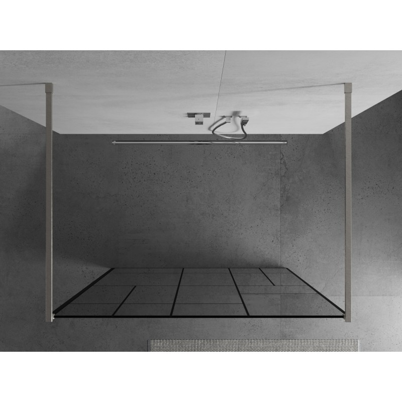 Mexen Kioto paroi de douche autoportante 130 x 200 cm, motif noir 8 mm, nickel brossé - 800-130-002-97-78