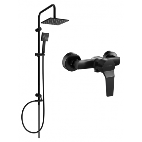 Mexen Caro Tord ensemble de douche apparent avec pomme de douche et robinet de douche, noir - 746640200-70