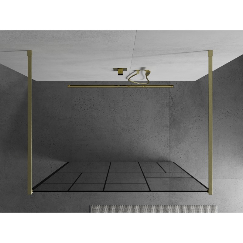 Mexen Kioto paroi de douche autoportante 120 x 200 cm, motif noir 8 mm, or brossé - 800-120-002-55-78