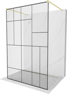 Mexen Kioto paroi de douche autoportante 140 x 200 cm, motif noir 8 mm, or brossé - 800-140-002-55-78