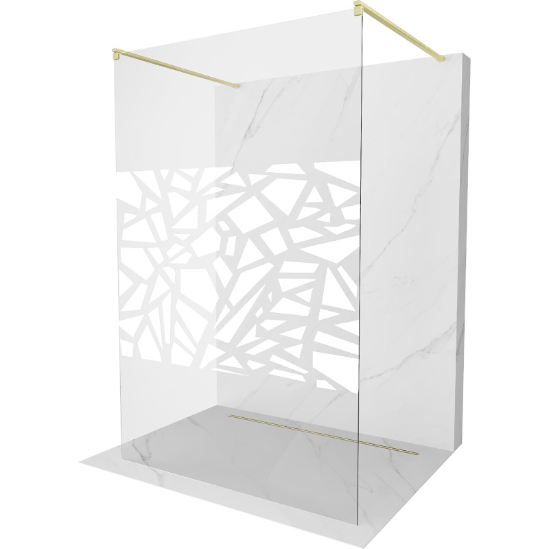Mexen Kioto paroi de douche autoportante 100 x 200 cm, motif blanc 8 mm, or brossé - 800-100-002-55-85