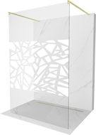 Mexen Kioto paroi de douche autoportante 100 x 200 cm, motif blanc 8 mm, doré brossé - 800-100-002-55-85