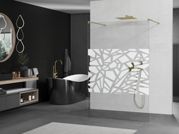 Mexen Kioto paroi de douche autoportante 140 x 200 cm, motif blanc 8 mm, doré brossé - 800-140-002-55-85